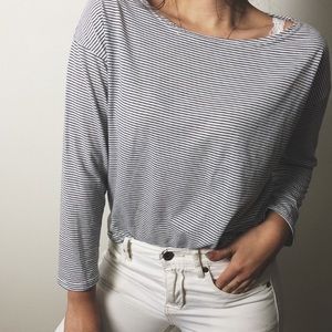 Rivet & Thread Striped Boat-Neck Top